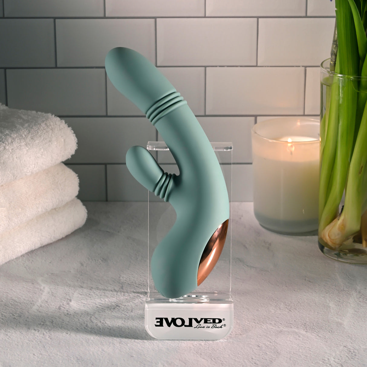 Evolved - Rub Me Tender Rechargeable Rabbit Vibrator (Green)