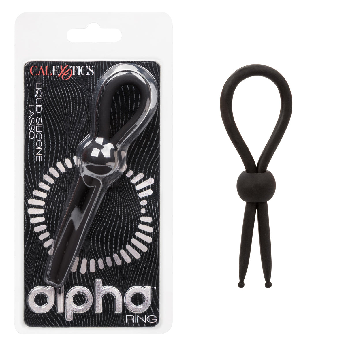 CalExotics - Alpha Liquid Silicone Adjustable Lasso Cock Ring (Black) – product view 11