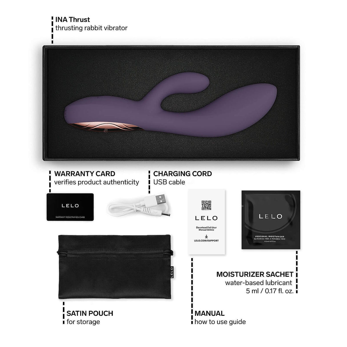 LELO - Ina Thrust App Controlled Thrusting Rabbit Vibrator CherryAffairs