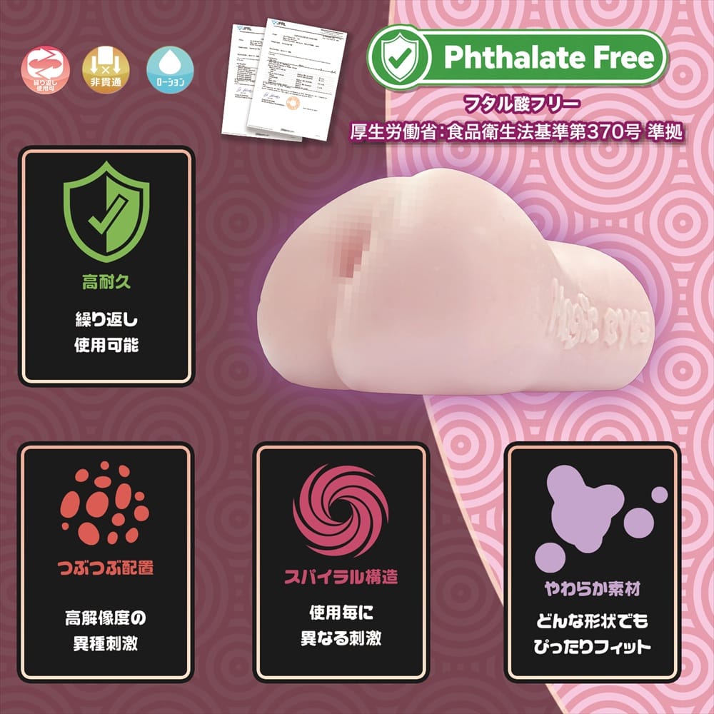 Magic Eyes - Spiral Orb Yawahada Bridge Soft Manual Onahole Stroker (Pink) MG1169 CherryAffairs