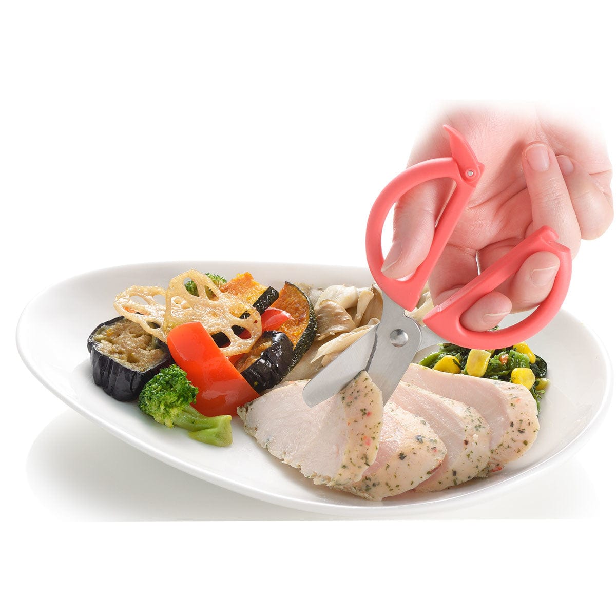 Richell - Odekake Lunch Kun Scissors for Baby Food with Storage Case Baby Food Scissors