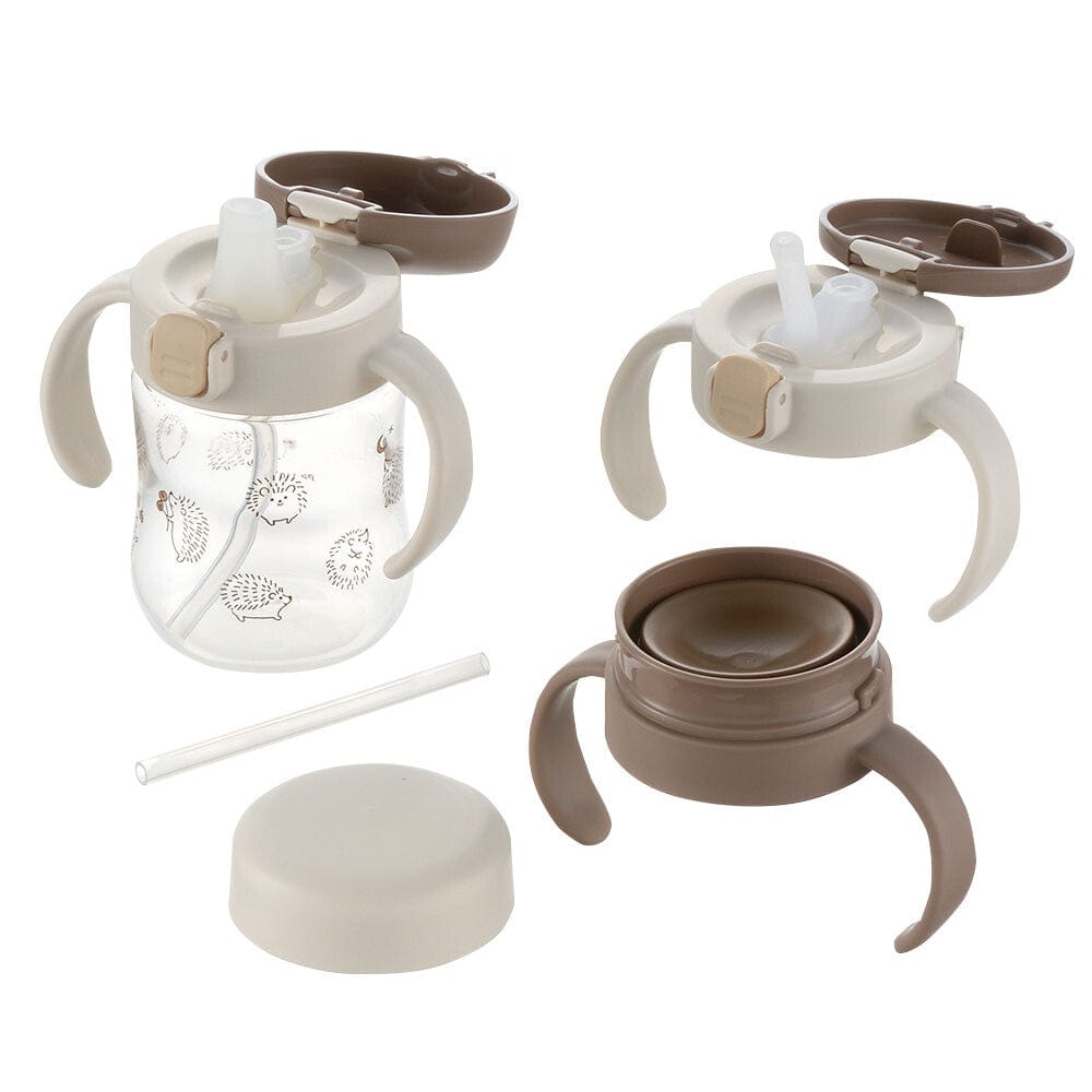 Richell - T.L.I Baby Step Up Clear Training Water Bottle Mug Set Brown 4945680203623 Baby Water Bottle Set