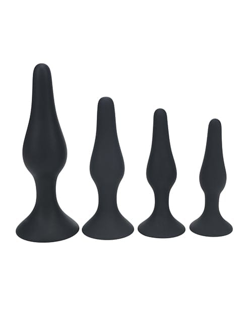 Shots - Levelz Slim Silicone Anal Plug Set of 4 (Black) ST1084 CherryAffairs