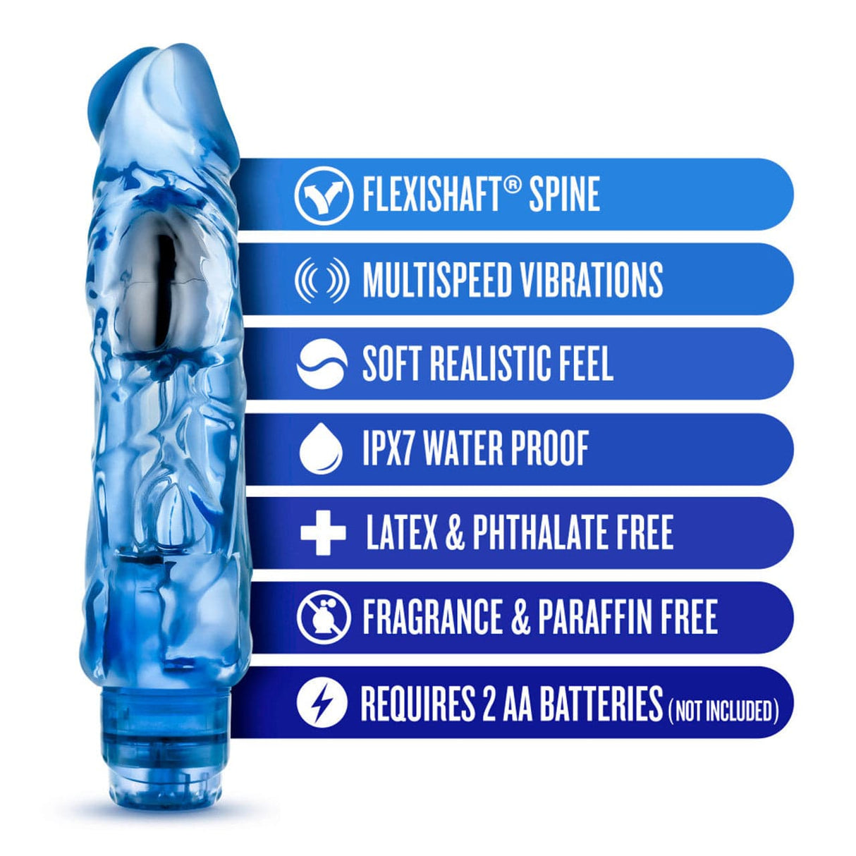 Blush Novelties - Naturally Yours Wild Ride Realistic Vibrating Dildo 9" Realistic Dildo w/o suction cup (Vibration) Non Rechargeable