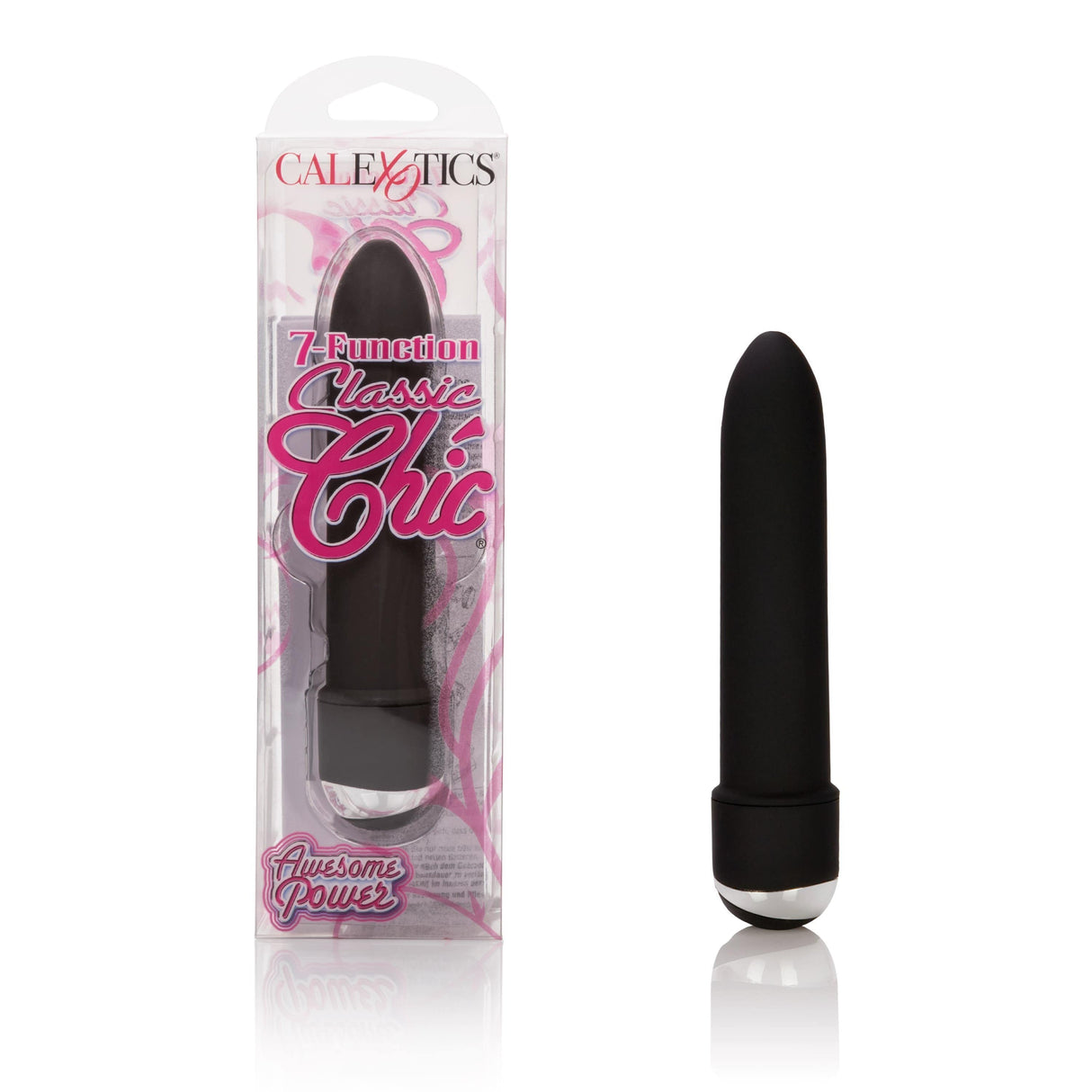 California Exotics - 7 Function Classic Chic Awesome Power Mini Vibrator (Black) Non Realistic Dildo w/o suction cup (Vibration) Non Rechargeable