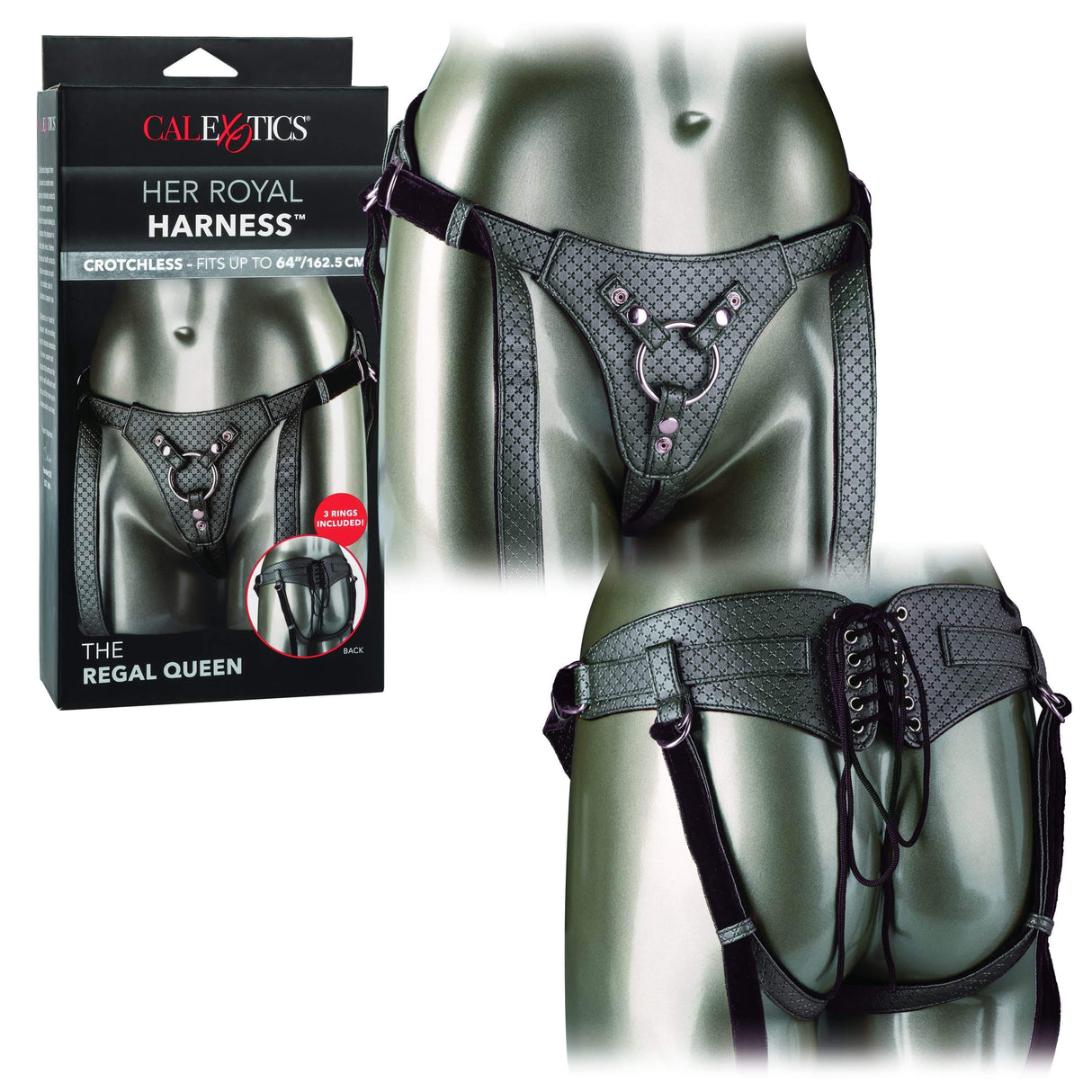 California Exotics - Her Royal Harness The Regal Queen Strap On (Black) Strap On w/o Dildo