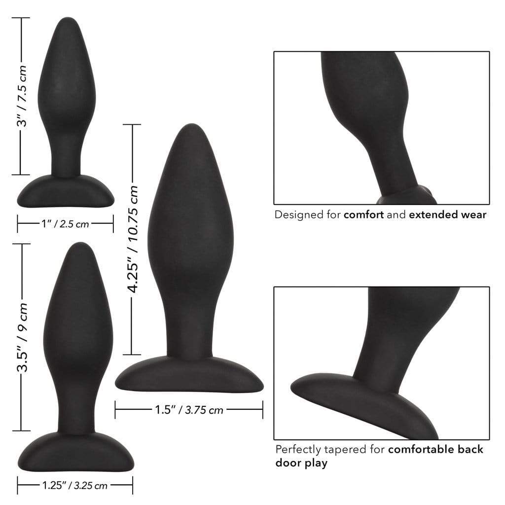 California Exotics - Silicone Flanged Based Anal Exerciser Kit (Black) Anal Kit (Non Vibration)