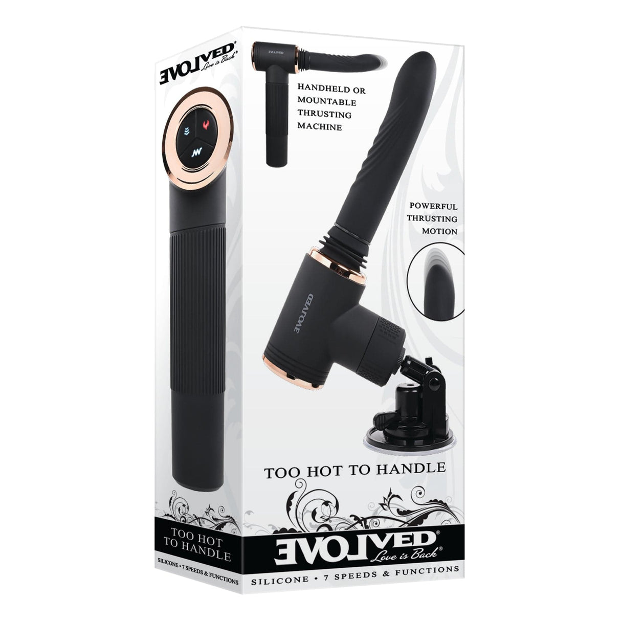 Evolved - Too Hot to Handle Mountable Thrusting Sex Machine (Black) Non Realistic Dildo w/o suction cup (Vibration) Rechargeable