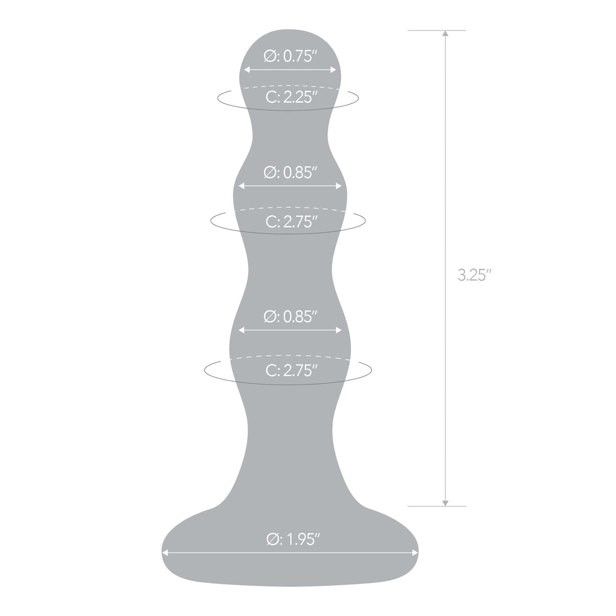 Glas - Triple Play Beaded Butt Plug 4" (Clear) Glass Anal Plug (Non Vibration)