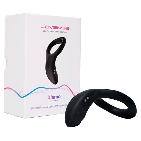 Lovense - Diamo App-Controlled Vibrating Silicone Cock Ring (Black) Remote Control Cock Ring (Vibration) Rechargeable