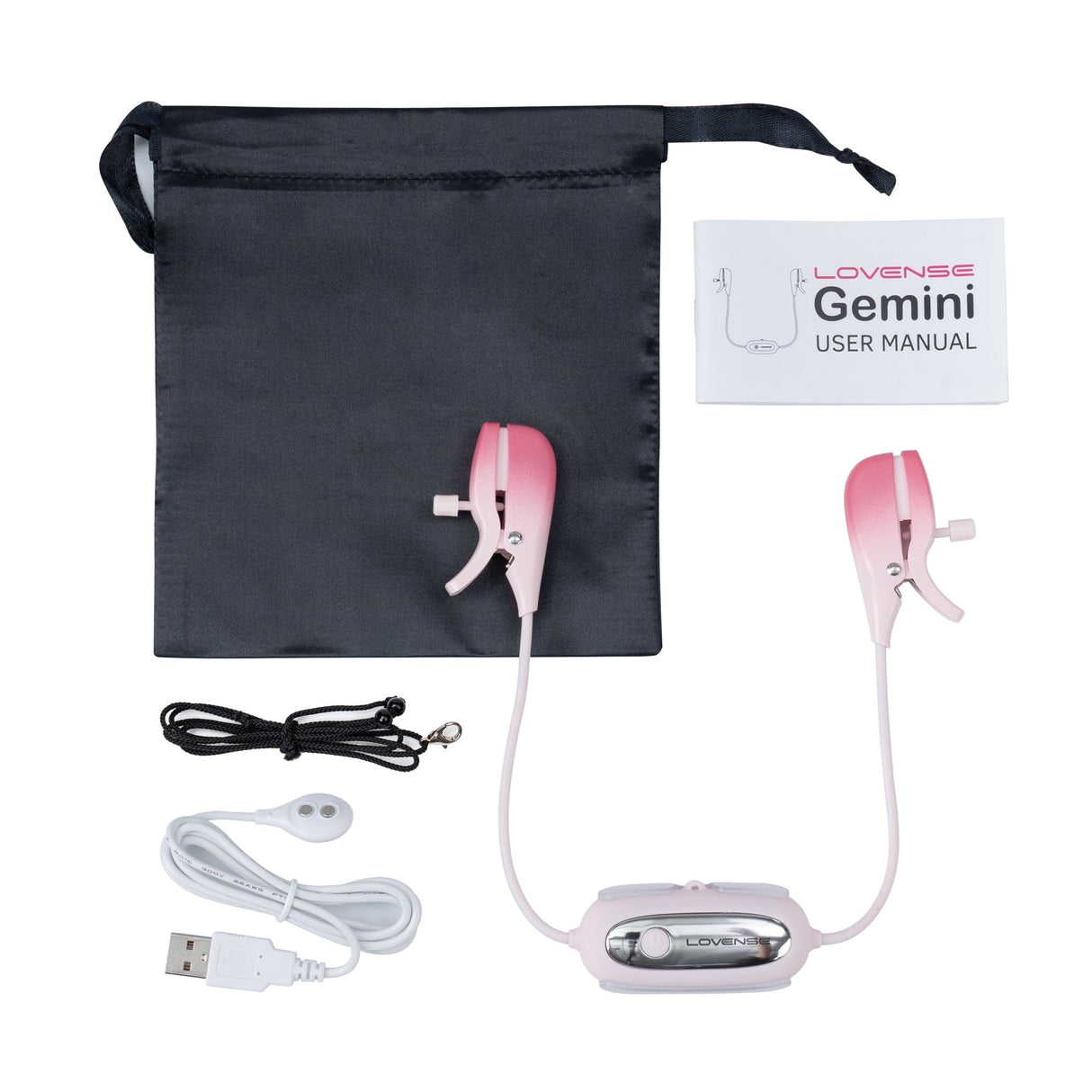 Lovense - Gemini App-Controlled Vibrating Nipple Clamps (Pink) Nipple Clamps (Vibration) Rechargeable