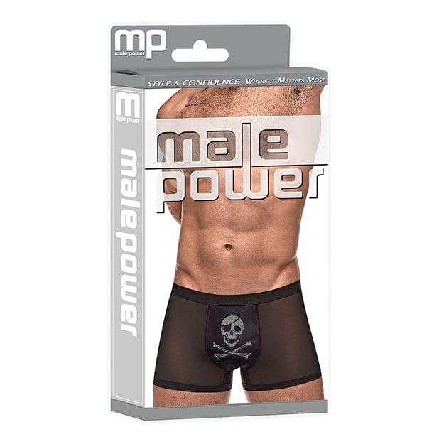 Male Power - Private Screening Micro Mesh and Modal Skull Pouch Short Underwear S (Black) Gay Pride Underwear