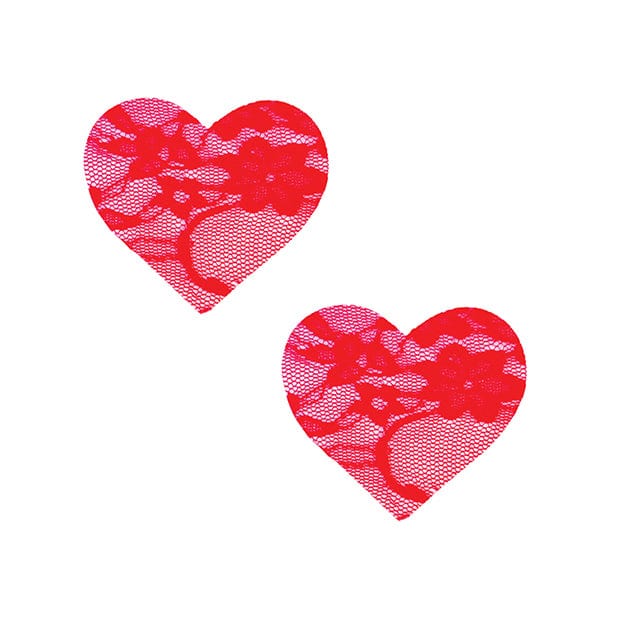 Neva Nude - Risky Red Lace I Heart U Pasties Nipple Covers O/S (Red) Nipple Covers