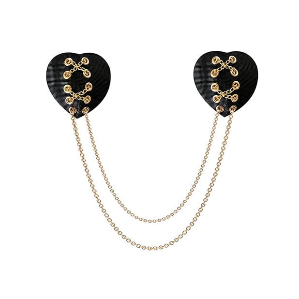 Neva Nude - Two Heart Chained Pasties Nipple Covers O/S (Black) Nipple Covers
