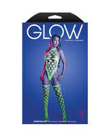 Fantasy Lingerie - Adrenaline Rhinestone Fishnet Teddy Set (Neon Green) - Green / One Size