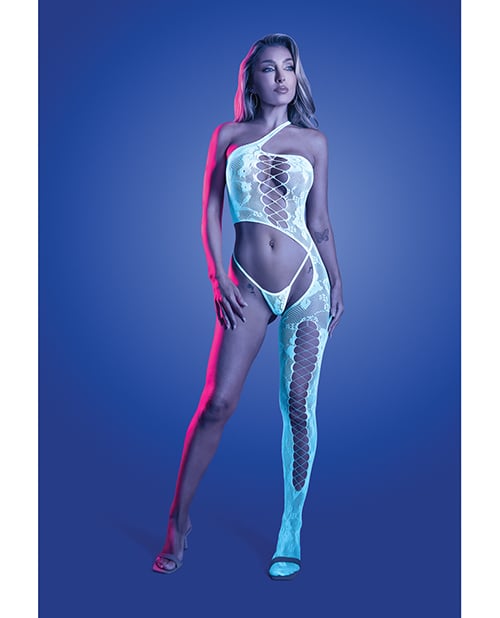 Fantasy Lingerie - Lights Get Low Floral Bodystocking & Panty (White)