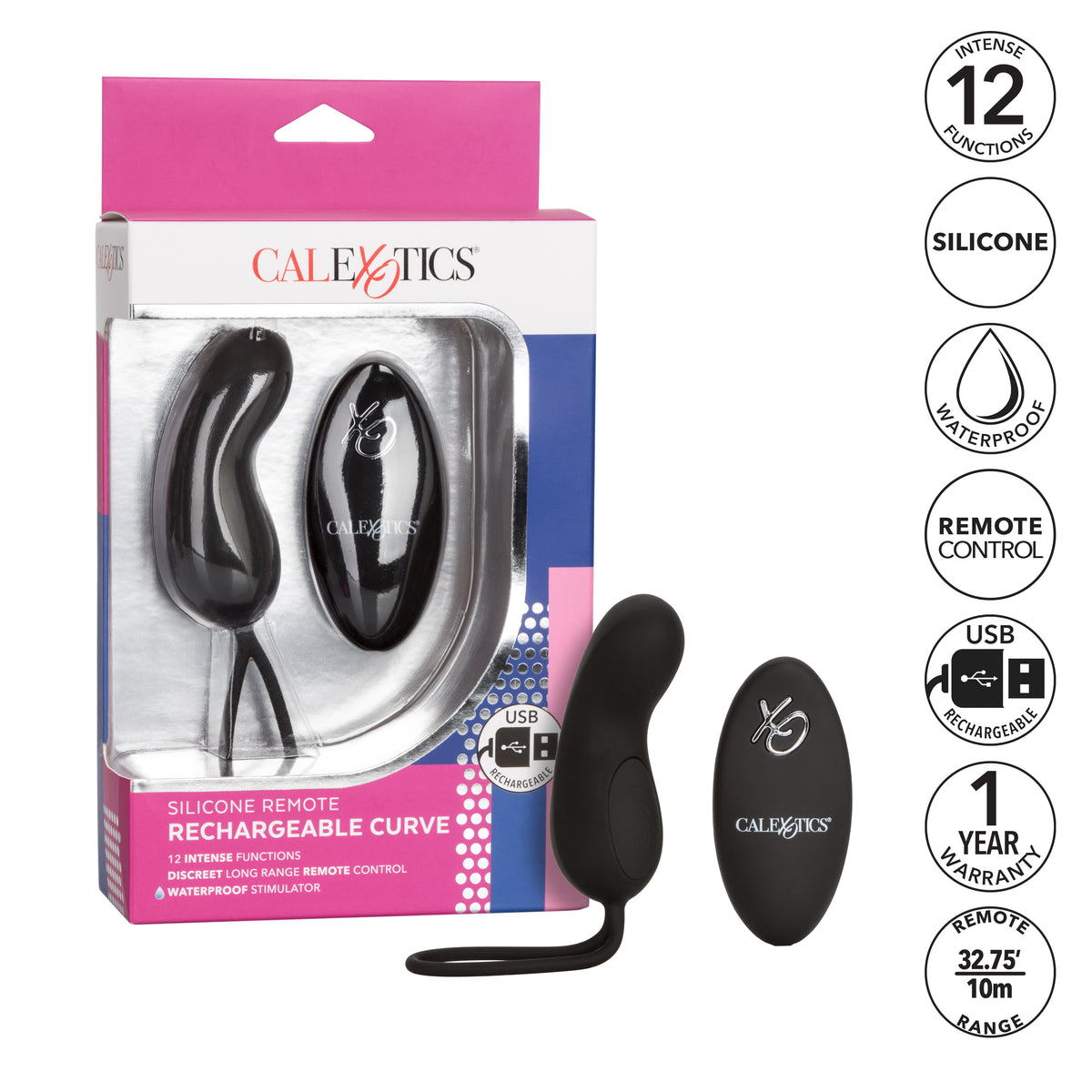 CalExotics - Remote-Control Rechargeable G-Spot Vibrator (Black) - Black