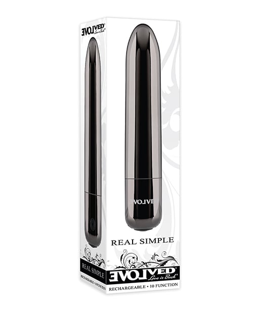 Evolved - Real Simple Rechargeable Bullet Vibrator (Black Chrome) - Metallic
