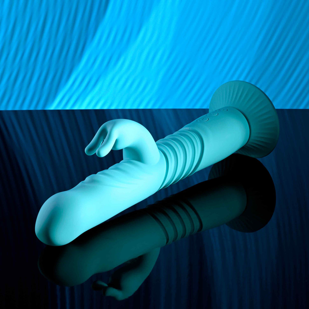 Evolved - Bunny Hop Suction-Base Thrusting Rabbit Vibrator (Blue)