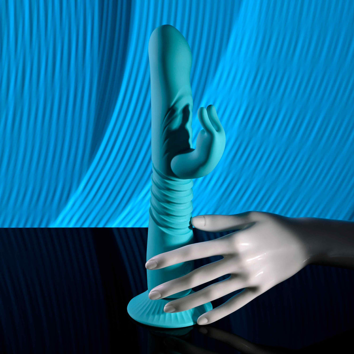 Evolved - Bunny Hop Suction-Base Thrusting Rabbit Vibrator (Blue)