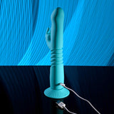 Evolved - Bunny Hop Suction-Base Thrusting Rabbit Vibrator (Blue)