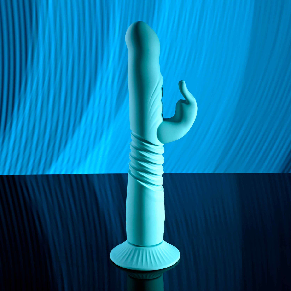 Evolved - Bunny Hop Suction-Base Thrusting Rabbit Vibrator (Blue)
