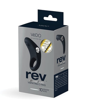 VeDO - Rev Rechargeable Vibrating Cock Ring (Black) - Black