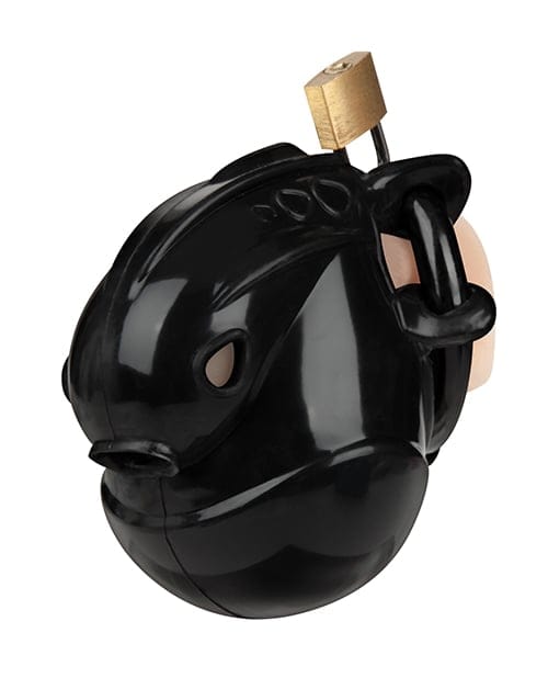 Blue Line - Full Restraint Silicone Cock and Balls Chastity Device (Black) BL1018 CherryAffairs