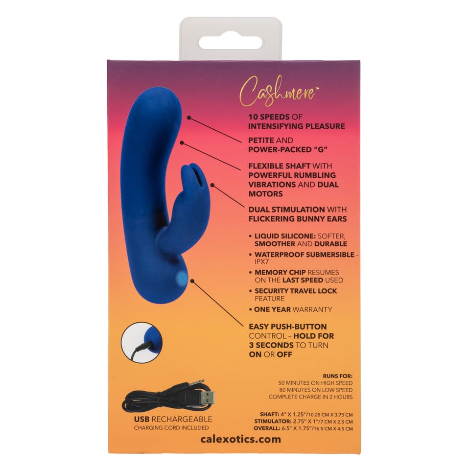 CalExotics - Cashmere Silk Bunny Rechargeable Rabbit Vibrator (Blue) CE2146 CherryAffairs