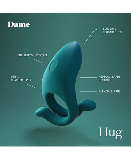 Dame - Hug Adjustable Vibrating Couples Cock Ring (Green) DP1009 CherryAffairs
