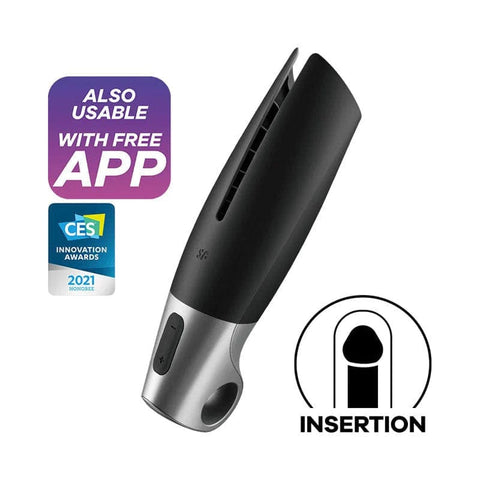 Satisfyer - Lalaki Power Masturbator na Kontrolado ng App na Stroker Vibrator (Itim)