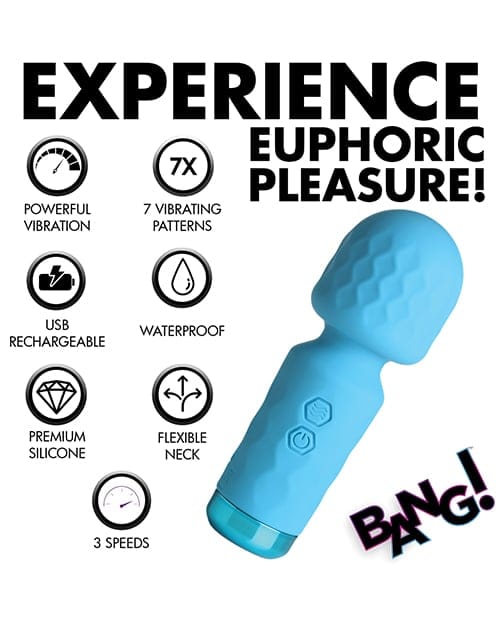 XR Brands - Bang! Mini Rechargeable Wand Massager (Blue) XR1103 CherryAffairs