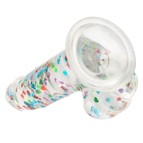 California Exotics - Naughty Bits I Love Dick Heart filled Dong Realistic Dildo with Balls 8" (Clear) CE1968 CherryAffairs