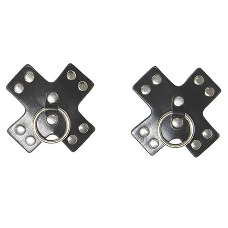 Coquette - Studded Cross Reusable Pasties Nipple Covers O/S (Black) CQ1037 CherryAffairs