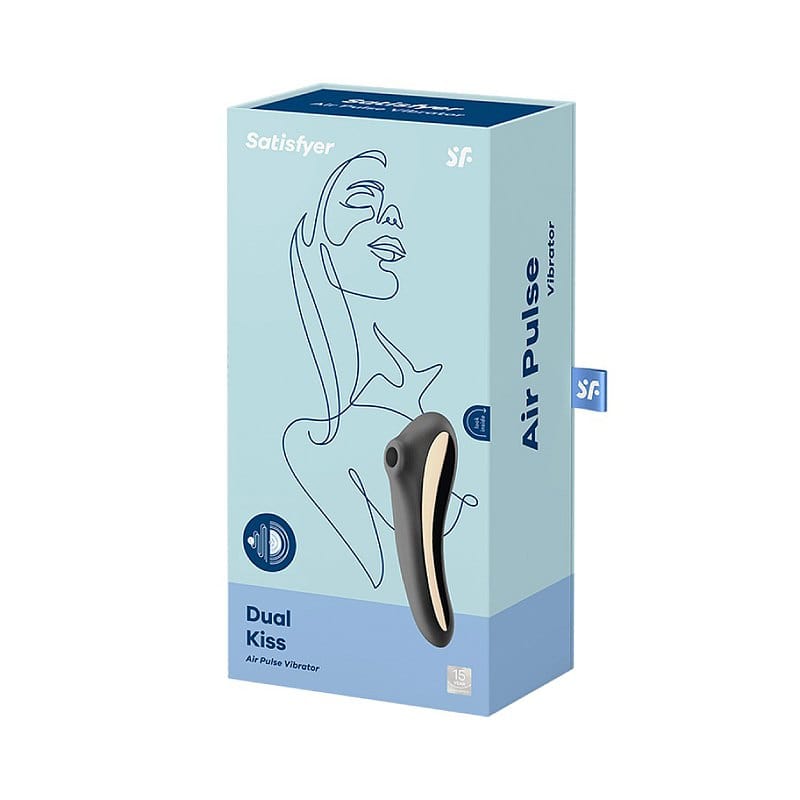 Satisfyer - Dual Kiss Insertable Air Pulse Vibrator Clitoral Air Stimulator (Black)    Clit Massager (Vibration) Rechargeable