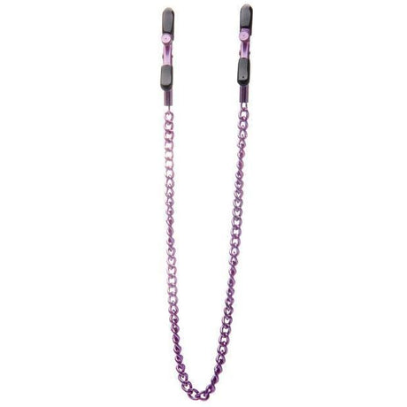 Shots - Ouch! Adjustable Nipple Clamps With Chain (Purple) - CherryAffairs.sg